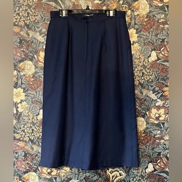 Vintage 70s Wool Navy Blue Women's Skirt S - Picture 6 of 6